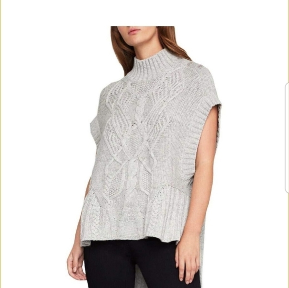 BCBG MAXAZRIA Cable Knit Turtleneck Grey Sweater Tunic Size XS/S - Picture 2 of 13